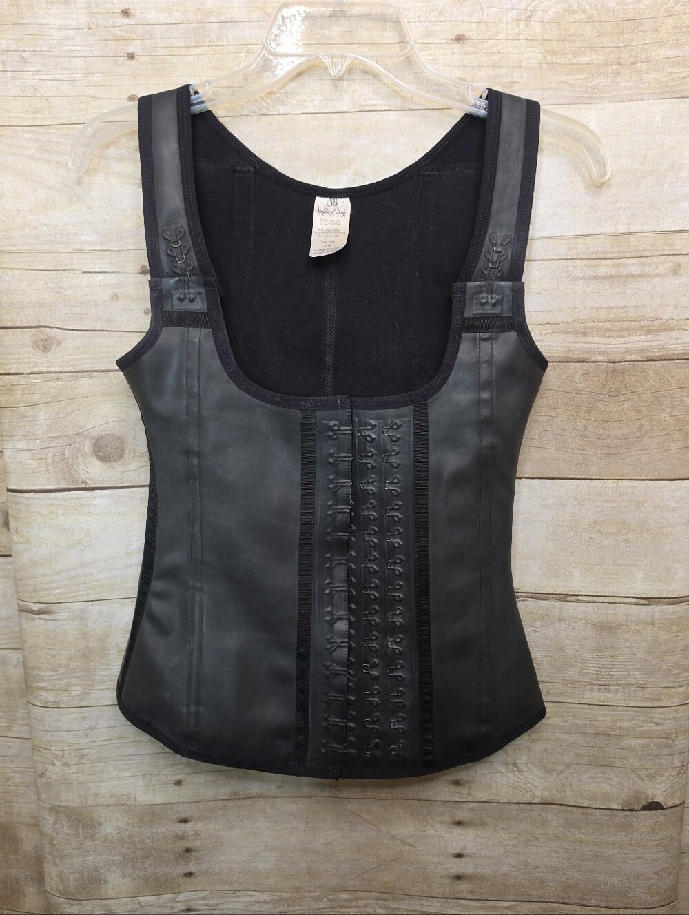 Black Sculpting Corset-Style Camisole with Hook-and-Eye Front